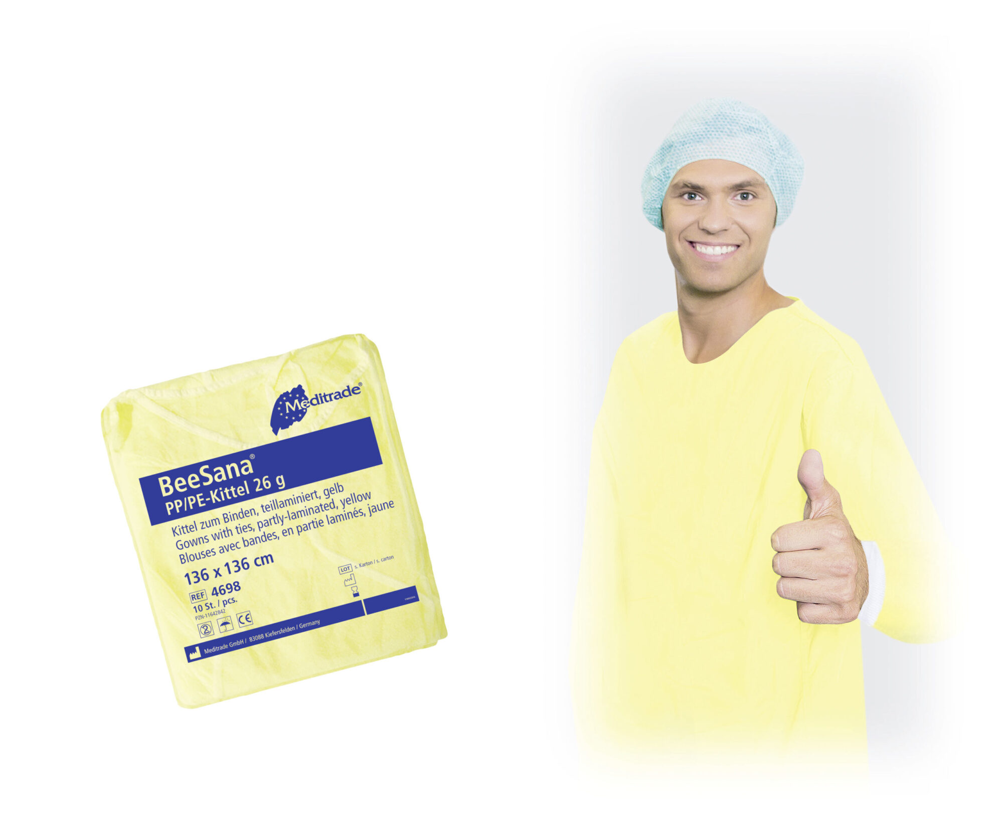 4698_BeeSana PPPE-Kittel 26g_Packung und Kittel