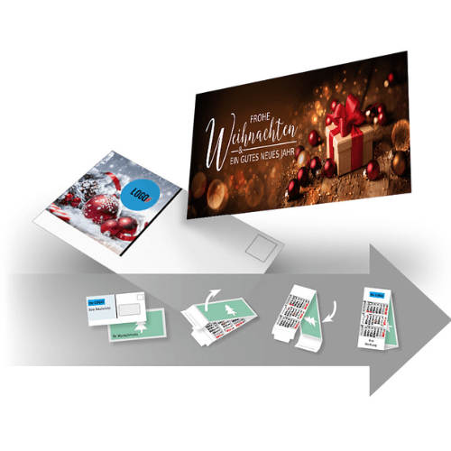 Weihnachskarte als Selfmailer mit 3-Monatskalender