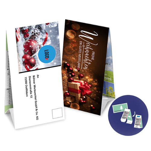 Weihnachskarte als Selfmailer mit 3-Monatskalender